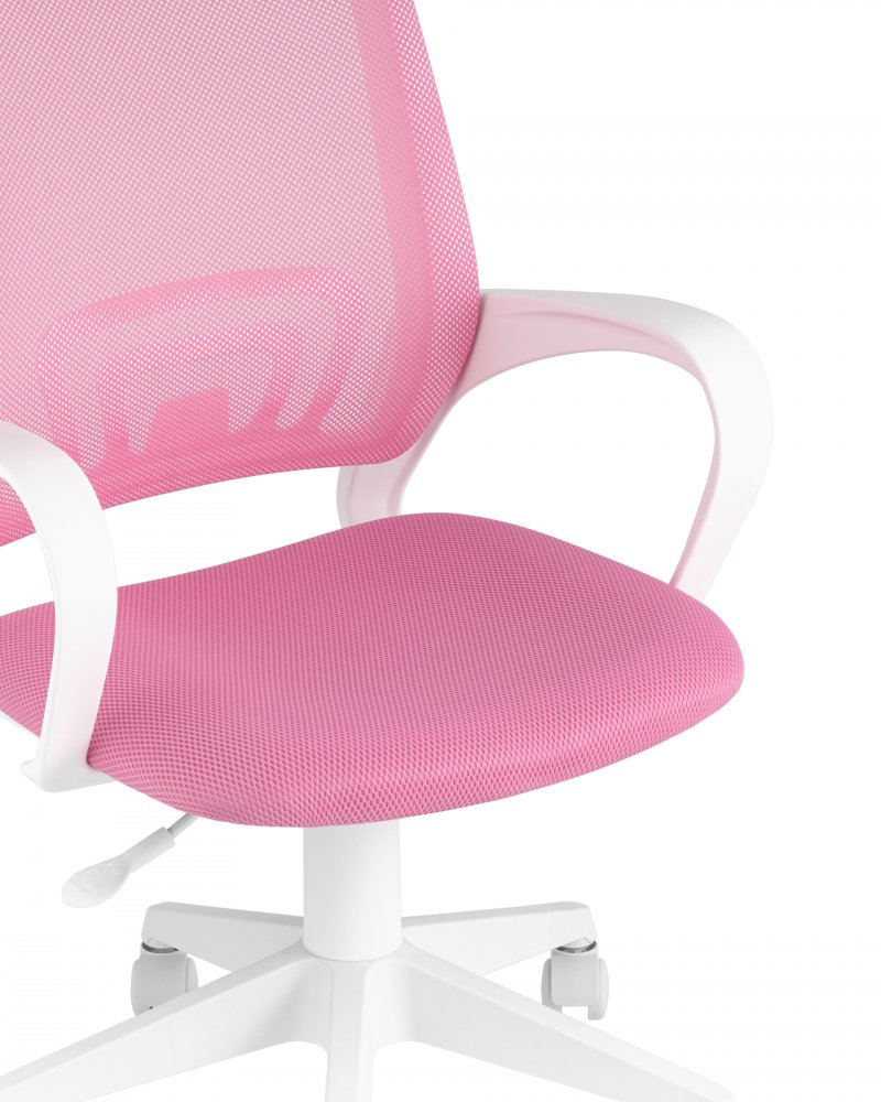 Кресло офисное TopChairs ST-BASIC-W розовый крестовина пластик белый фото 2