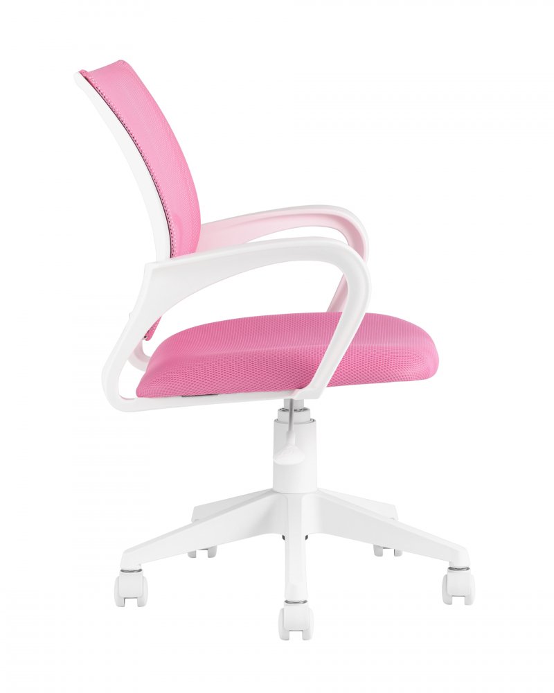 Кресло офисное TopChairs ST-BASIC-W розовый крестовина пластик белый фото 4