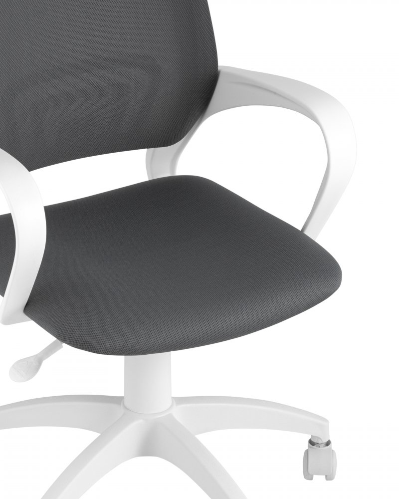 Кресло офисное Topchairs ST-BASIC-W серая ткань крестовина белый пластик фото 2