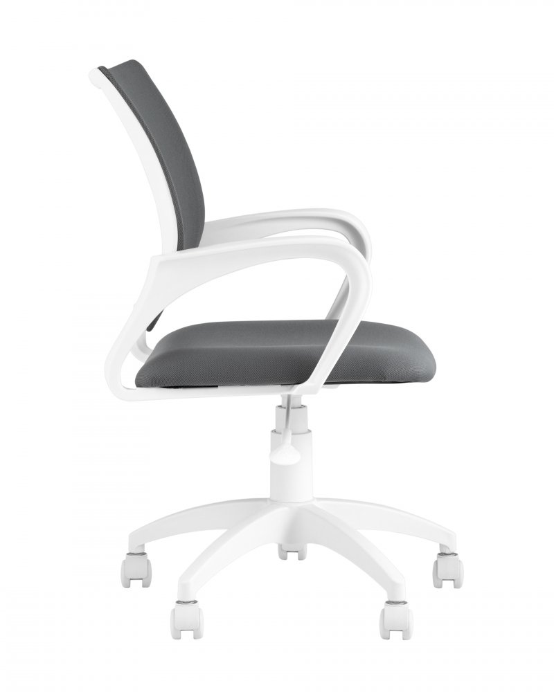 Кресло офисное Topchairs ST-BASIC-W серая ткань крестовина белый пластик фото 4