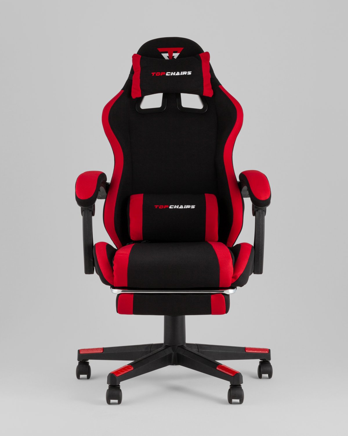 Кресло спортивное TopChairs Prophet с оттоманкой ткань черно-красный фото 5