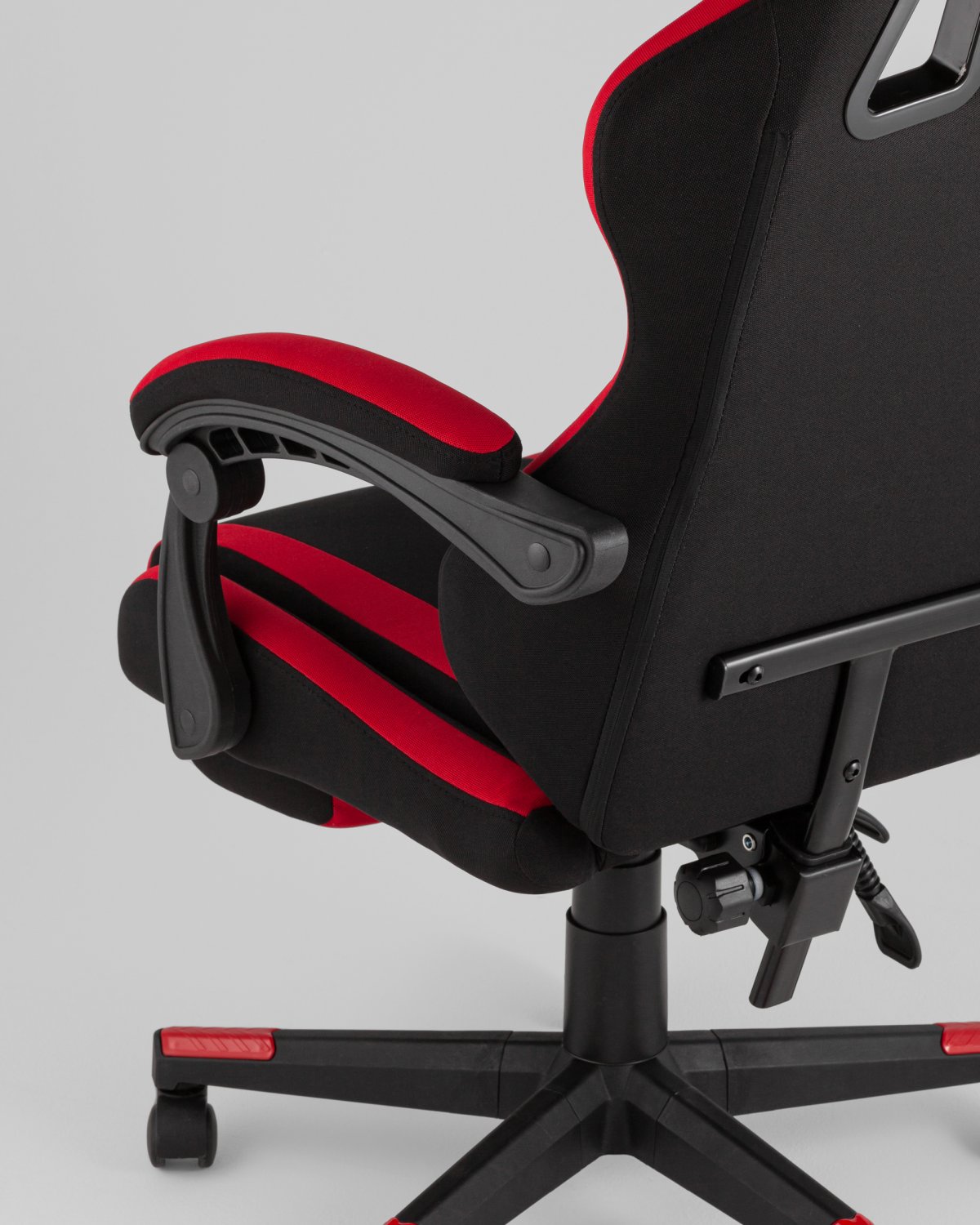 Кресло спортивное TopChairs Prophet с оттоманкой ткань черно-красный фото 10
