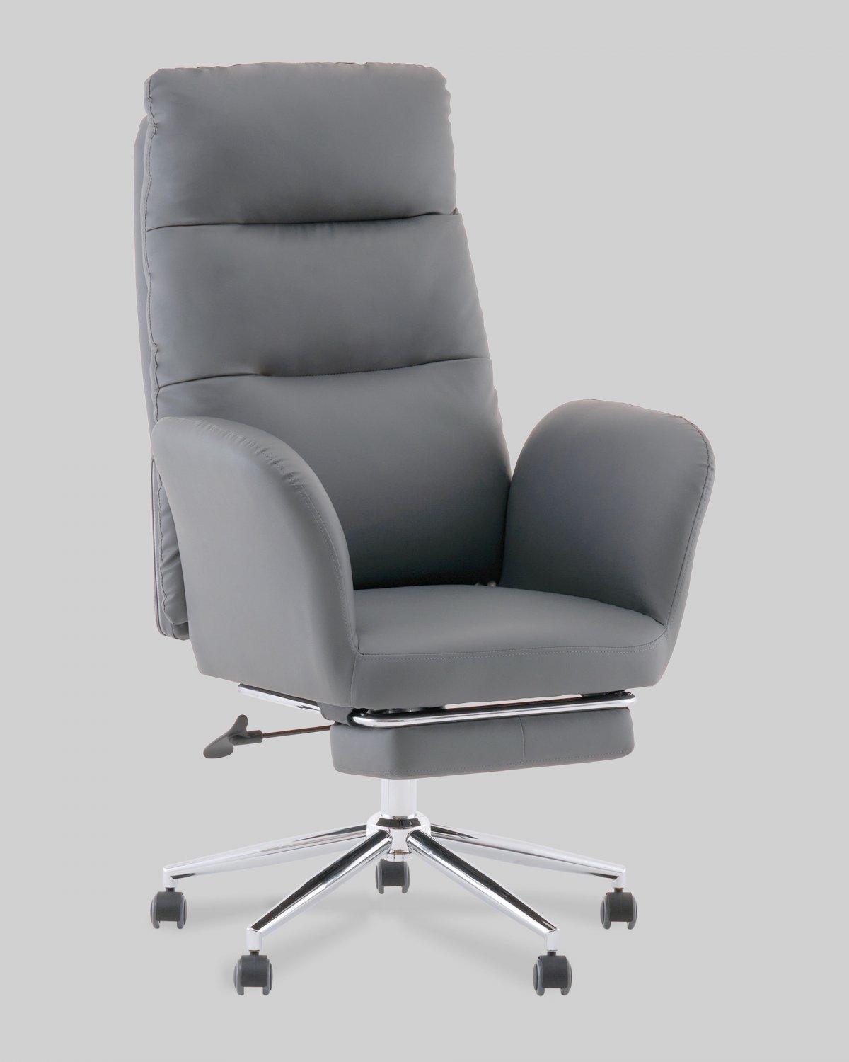 Кресло руководителя TopChairs Solid с оттоманкой серый фото 2