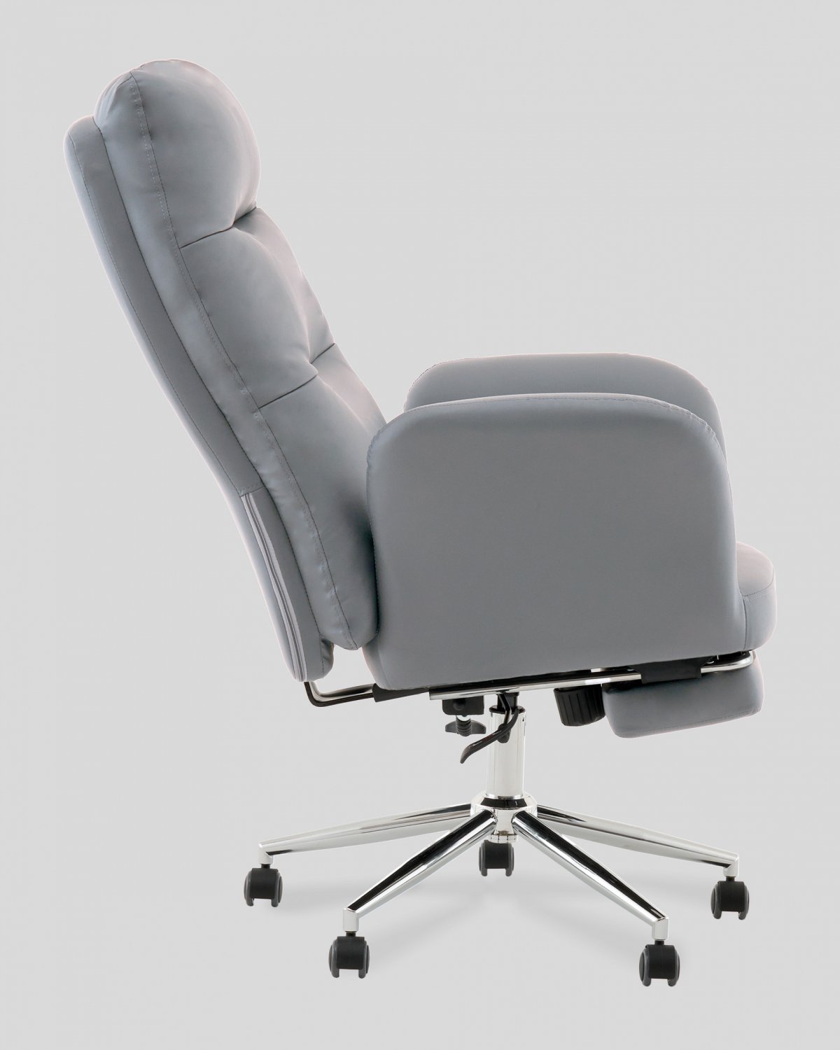 Кресло руководителя TopChairs Solid с оттоманкой серый фото 7