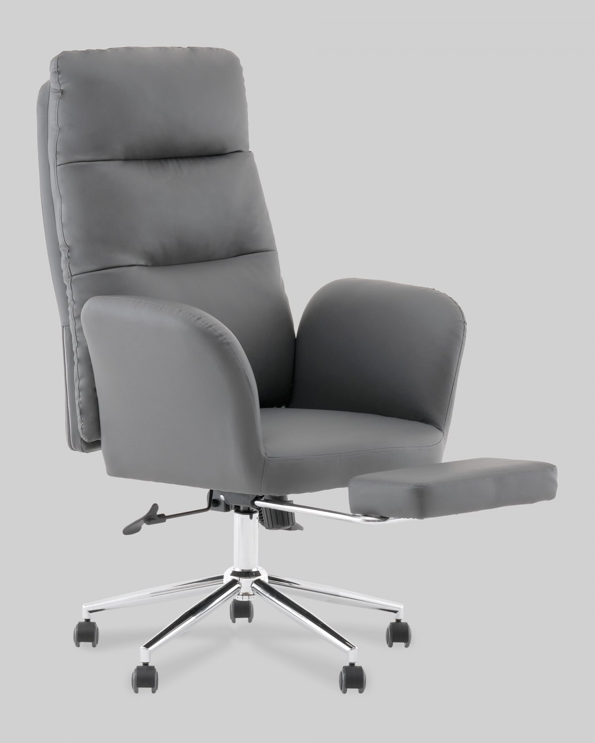Кресло руководителя TopChairs Solid с оттоманкой серый фото 8