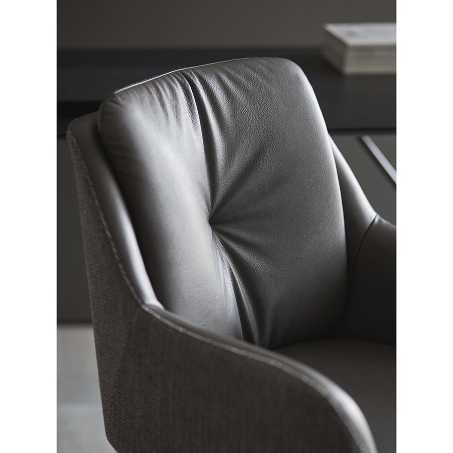 Стул на колесиках allar, экокожа, рогожка, серый фото 5