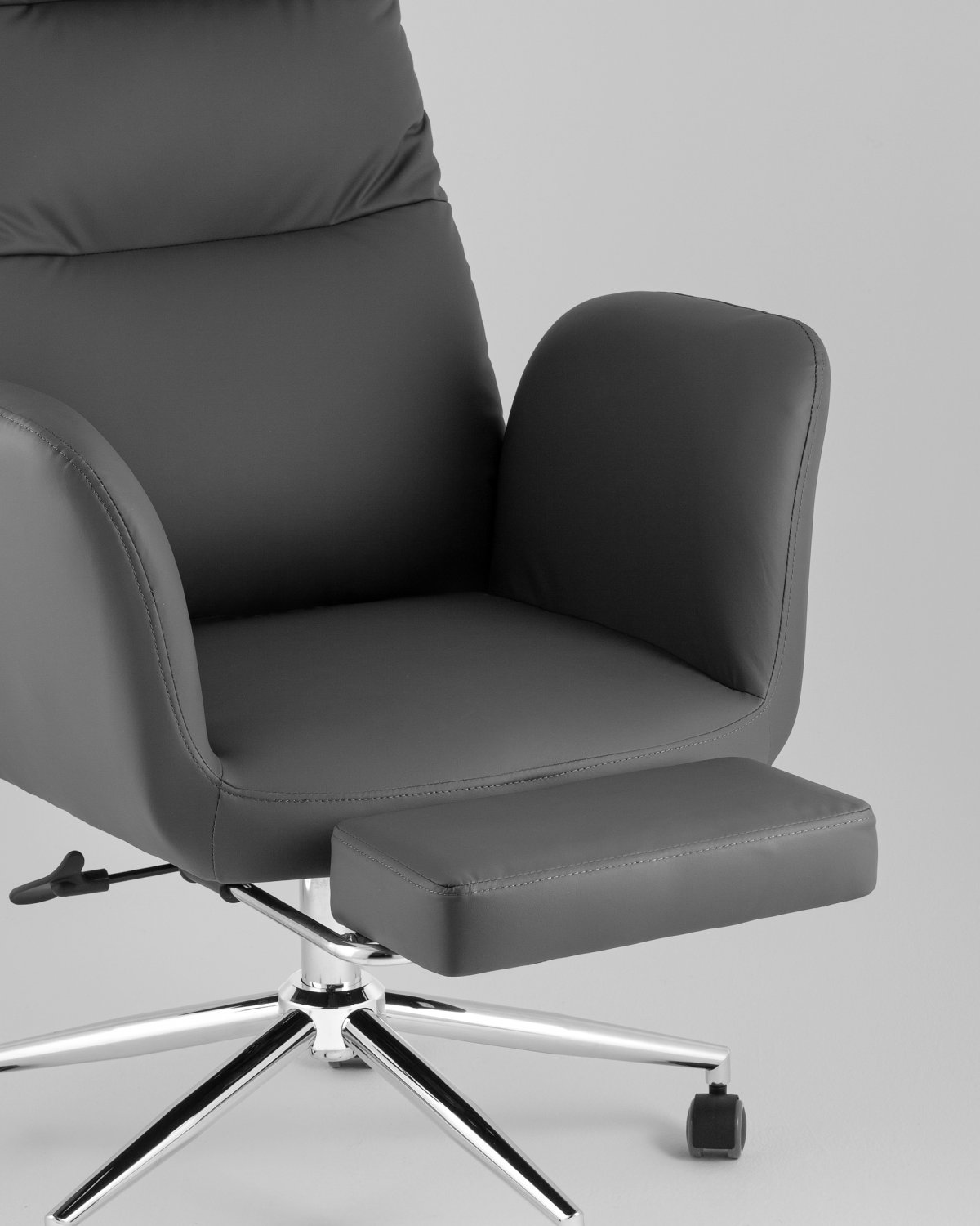 Кресло руководителя TopChairs Solid NC с оттоманкой серый фото 9