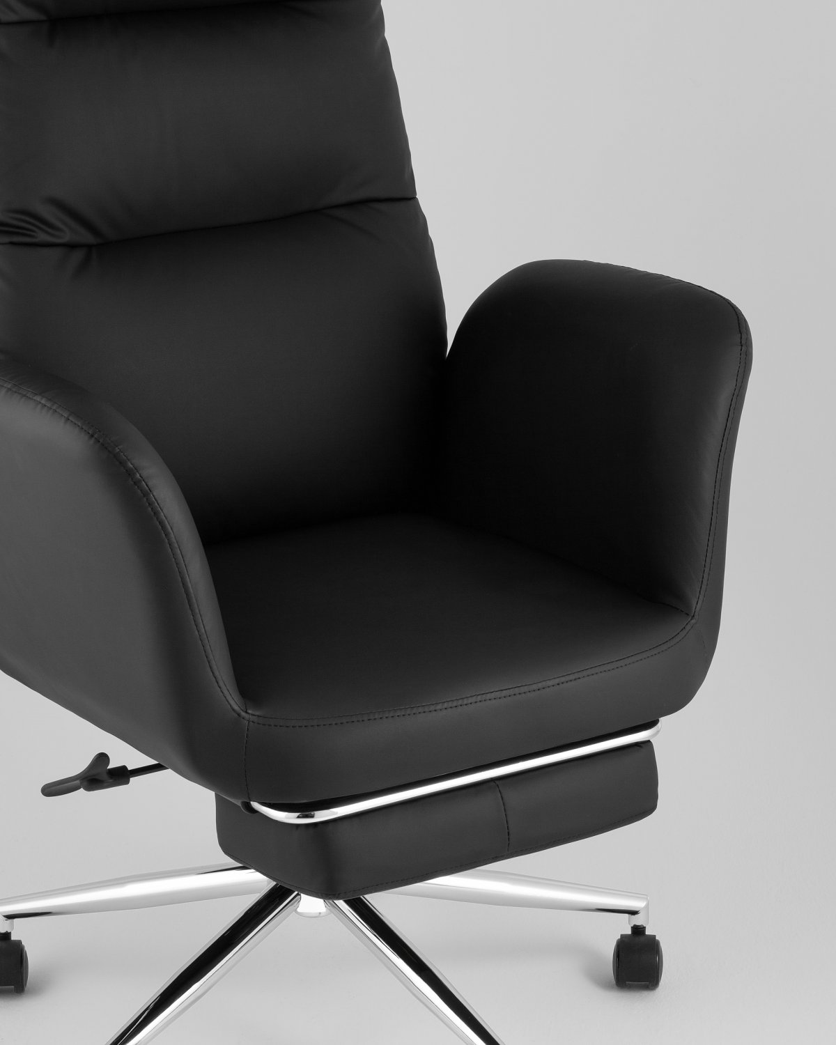 Кресло руководителя TopChairs Solid NC с оттоманкой черный фото 8