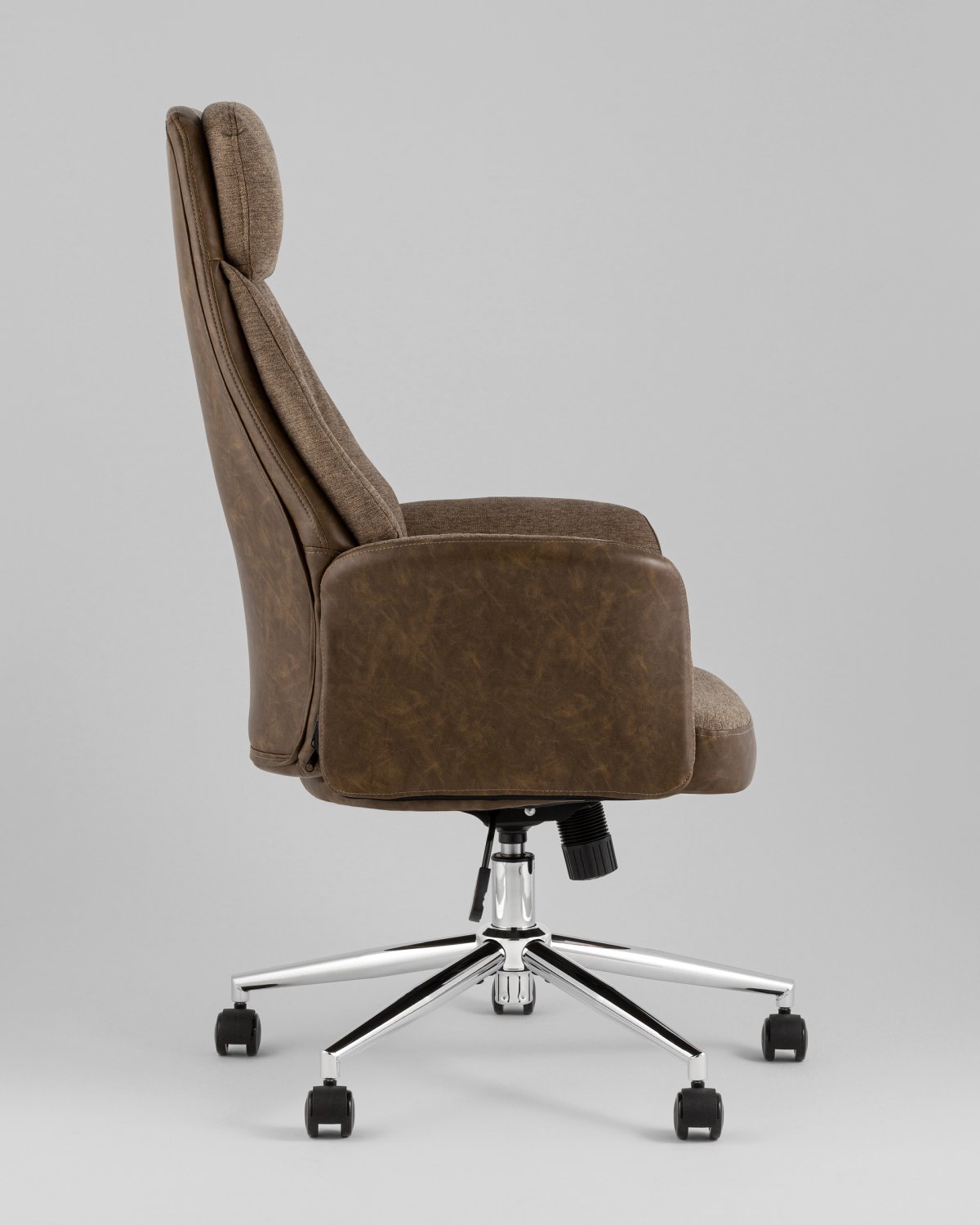 Кресло офисное TopChairs Neoma коричневый экокожа ткань фото 4