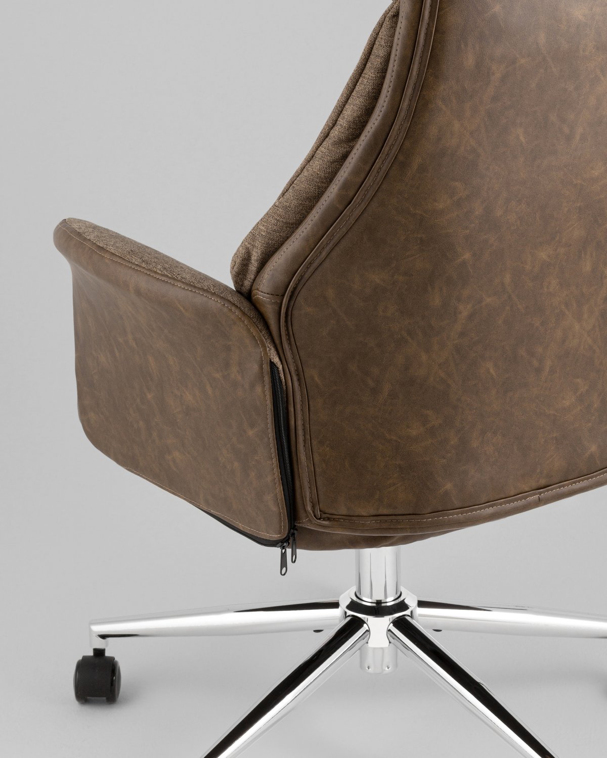 Кресло офисное TopChairs Neoma коричневый экокожа ткань фото 7
