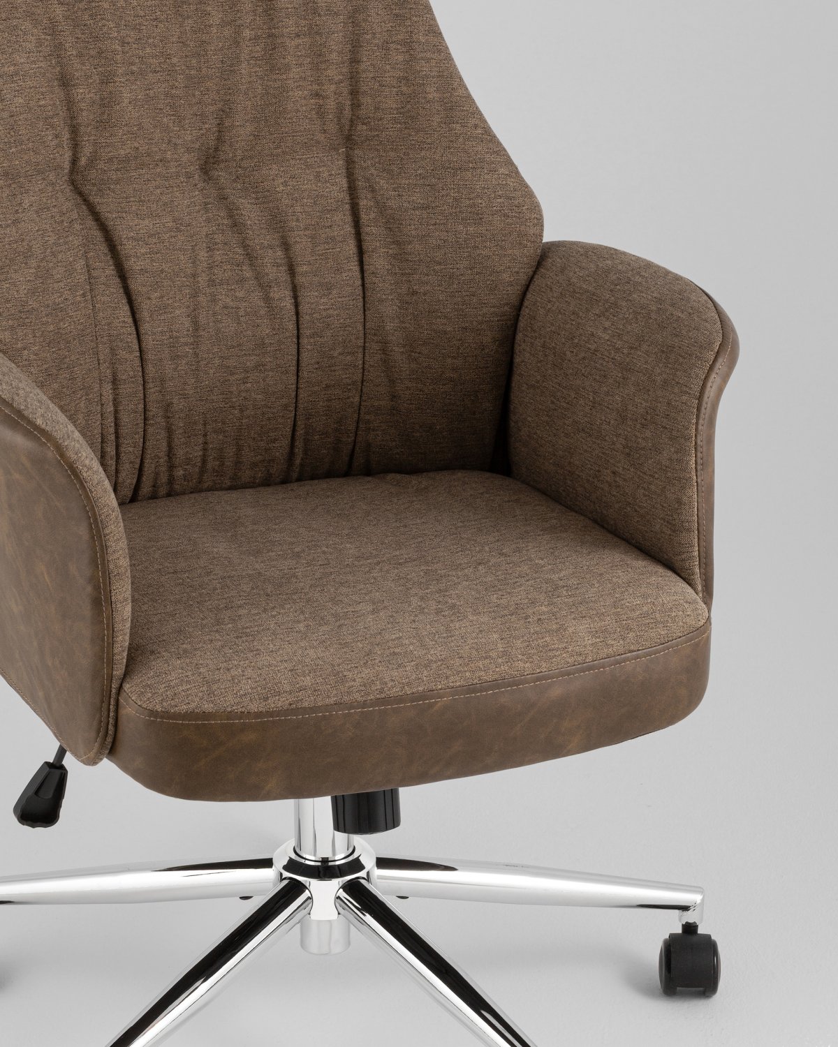 Кресло офисное TopChairs Neoma коричневый экокожа ткань фото 8