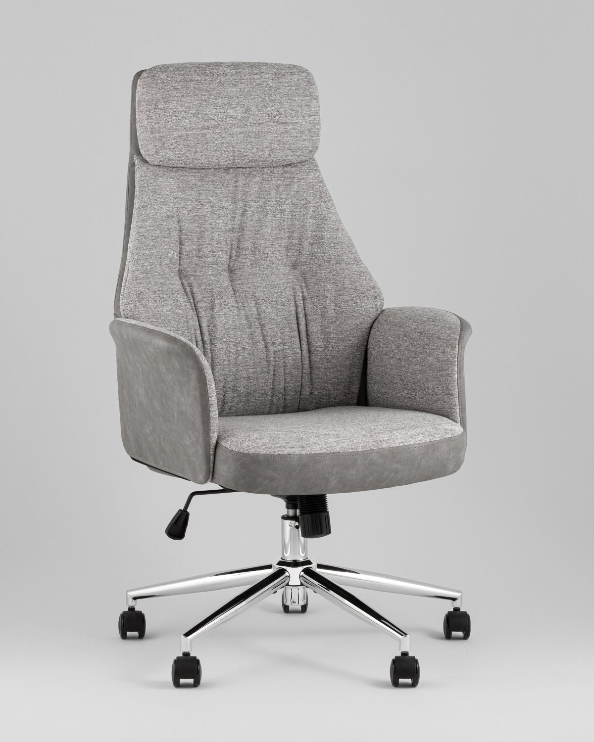 Кресло офисное TopChairs Neoma светло-серый экокожа ткань фото 2