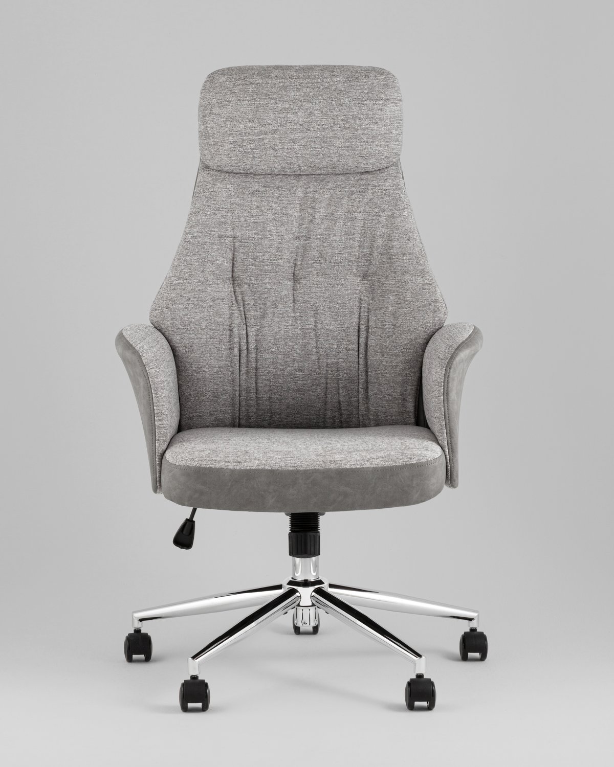Кресло офисное TopChairs Neoma светло-серый экокожа ткань фото 5