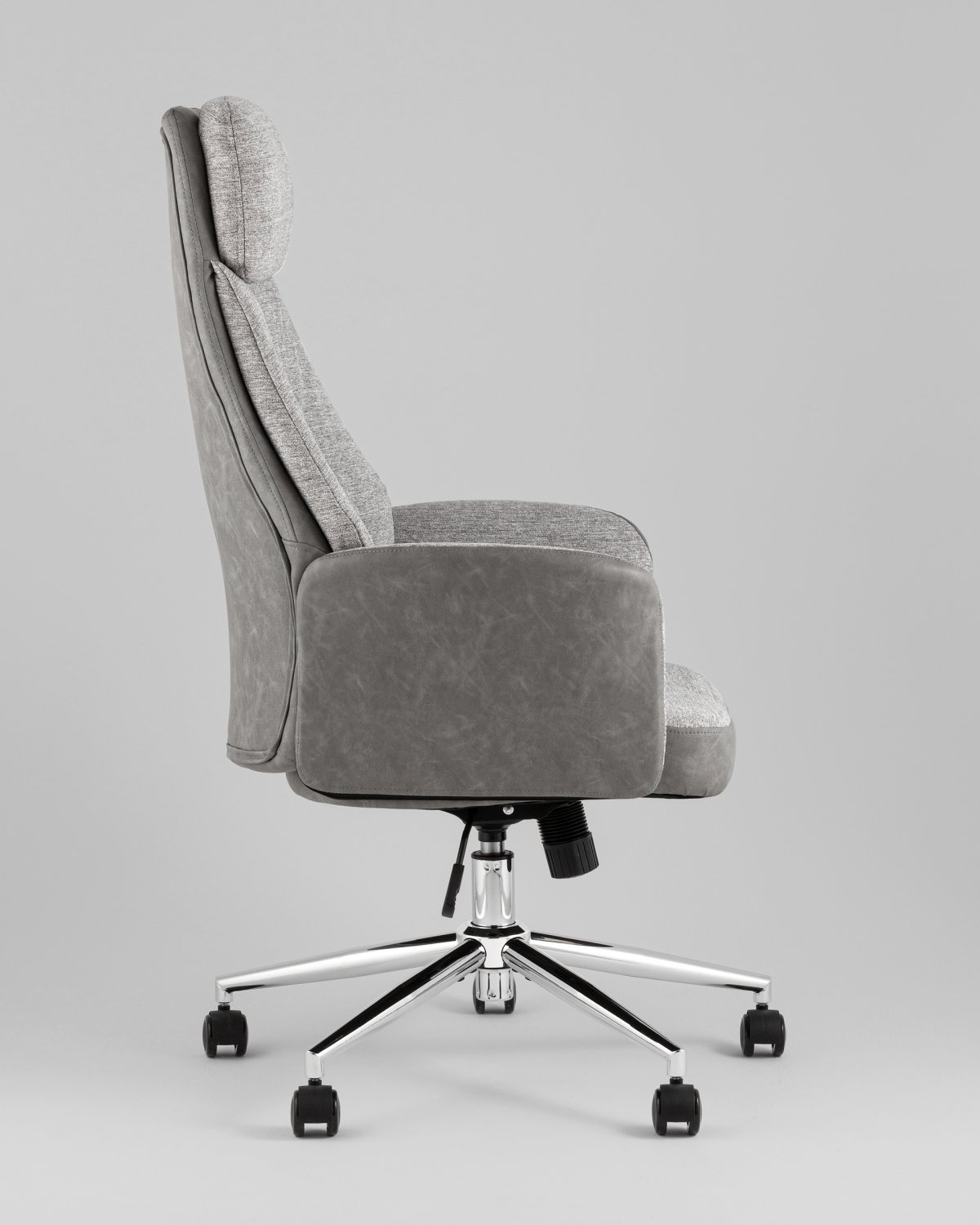 Кресло офисное TopChairs Neoma светло-серый экокожа ткань фото 6