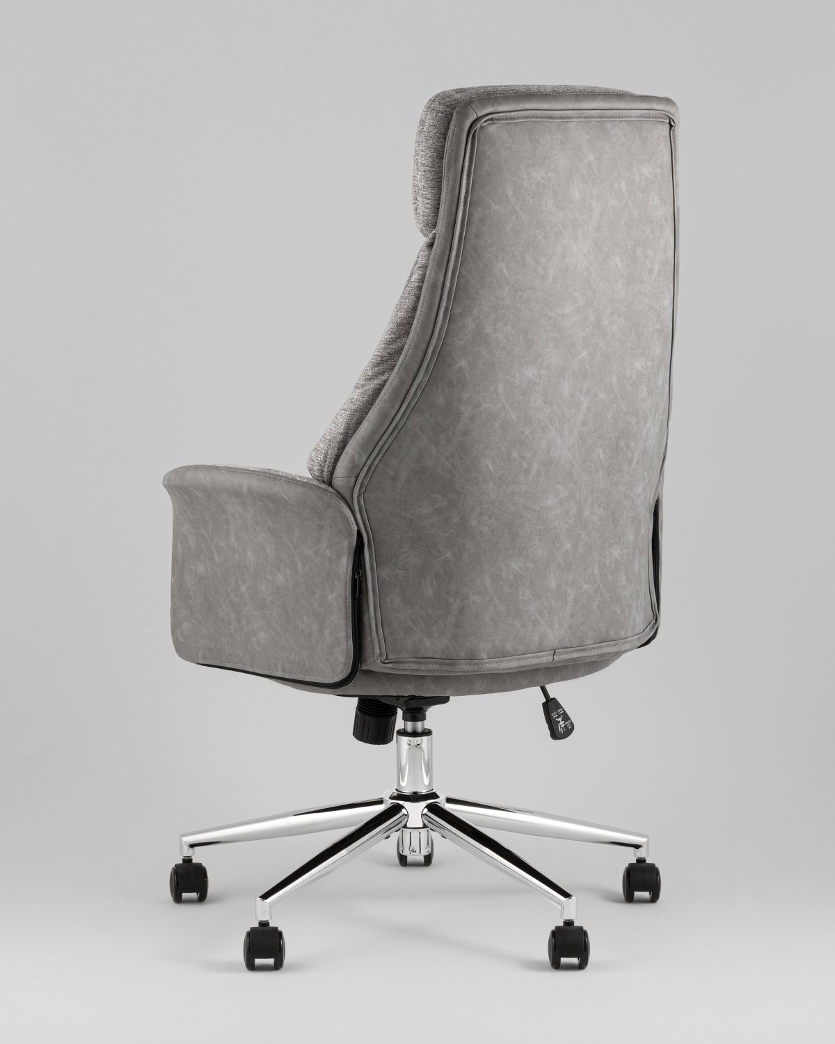 Кресло офисное TopChairs Neoma светло-серый экокожа ткань фото 10