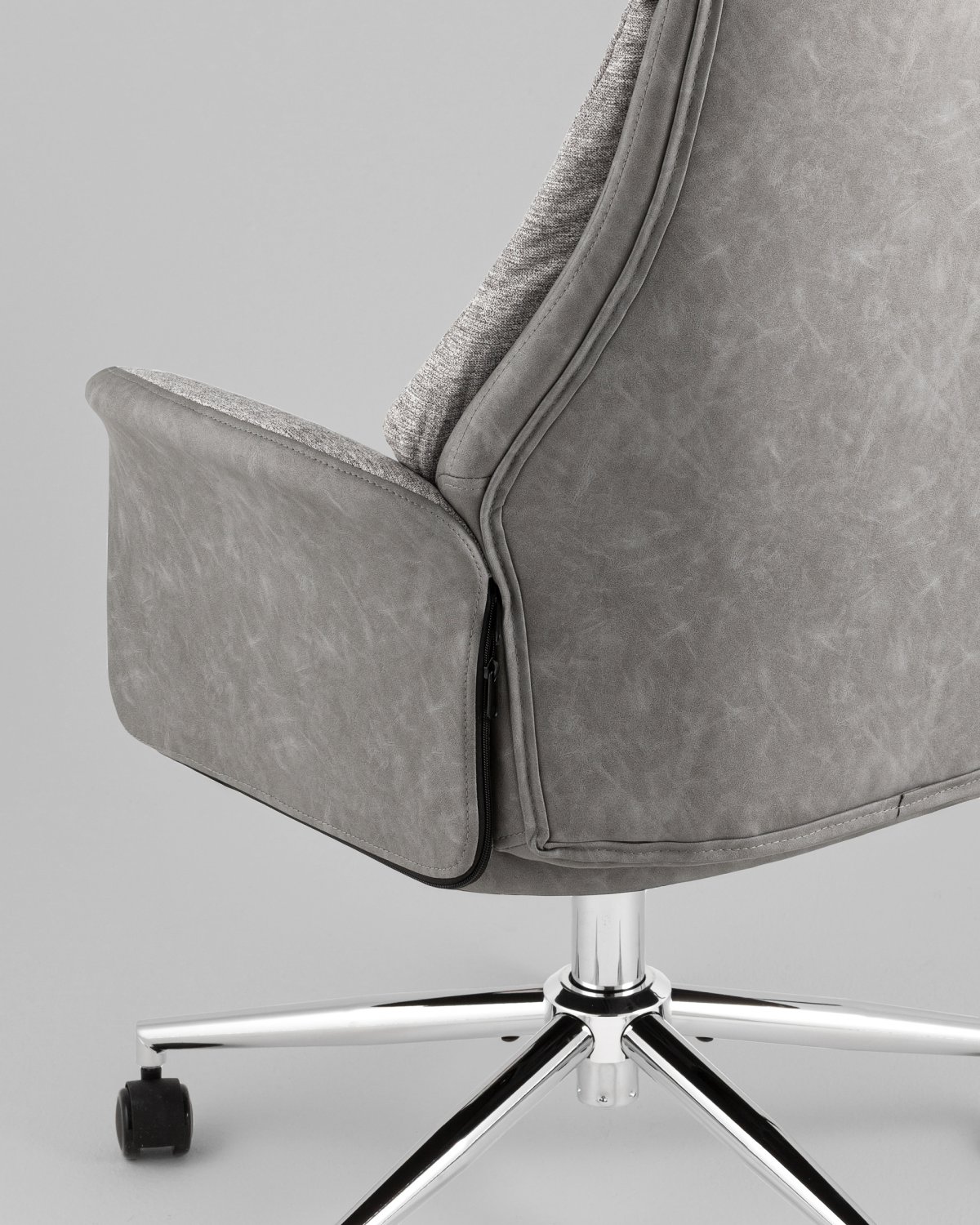 Кресло офисное TopChairs Neoma светло-серый экокожа ткань фото 11