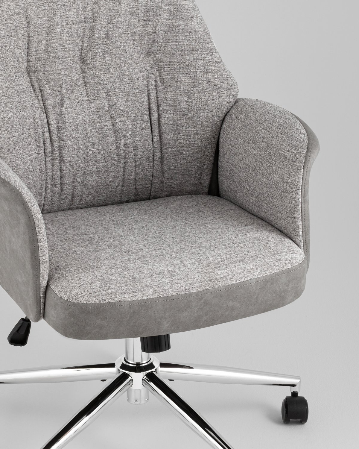 Кресло офисное TopChairs Neoma светло-серый экокожа ткань фото 13