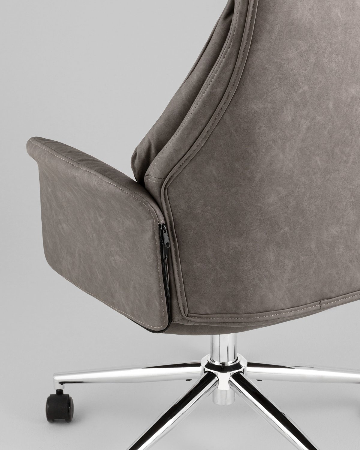 Кресло офисное TopChairs Neoma серый экокожа фото 7