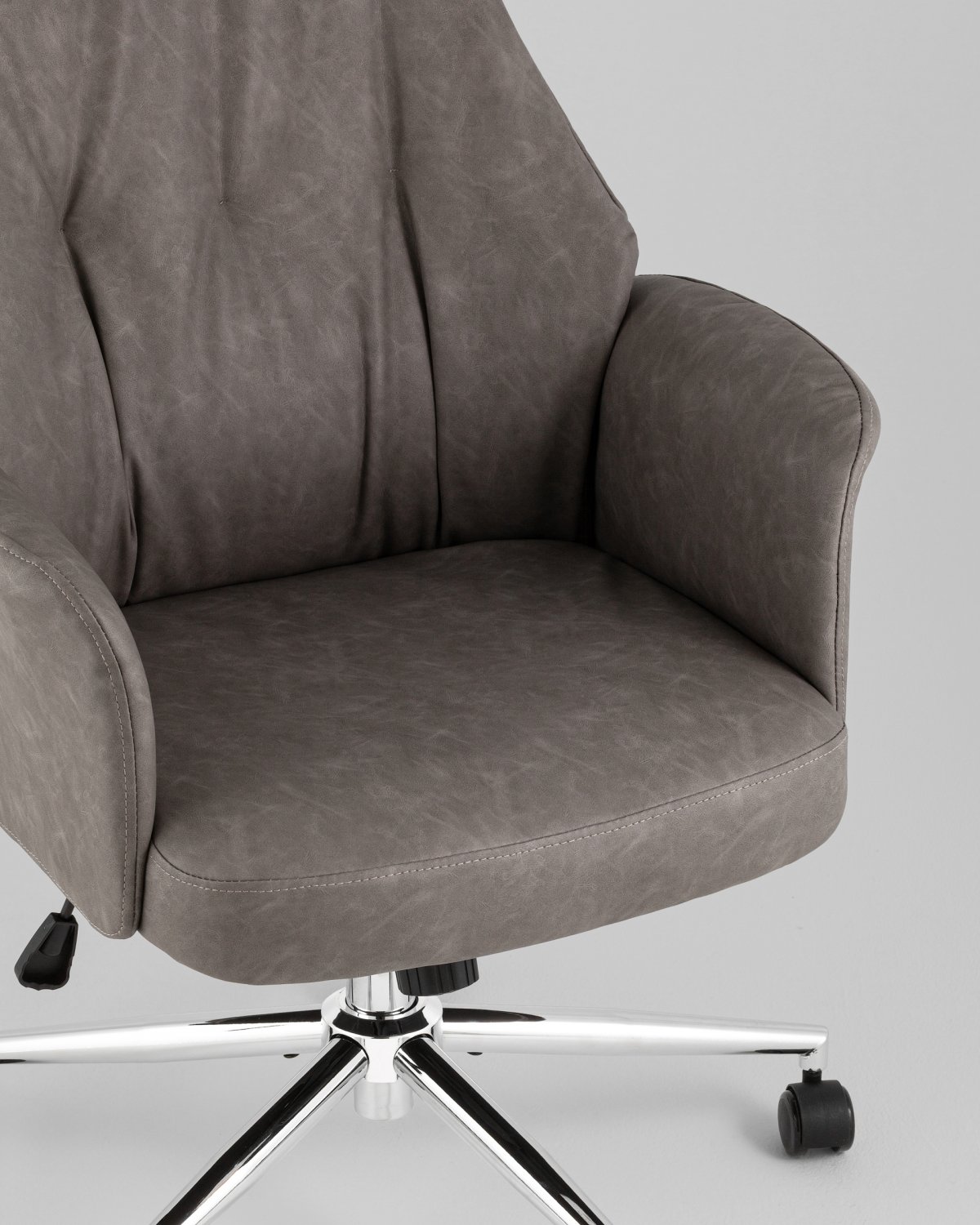 Кресло офисное TopChairs Neoma серый экокожа фото 8