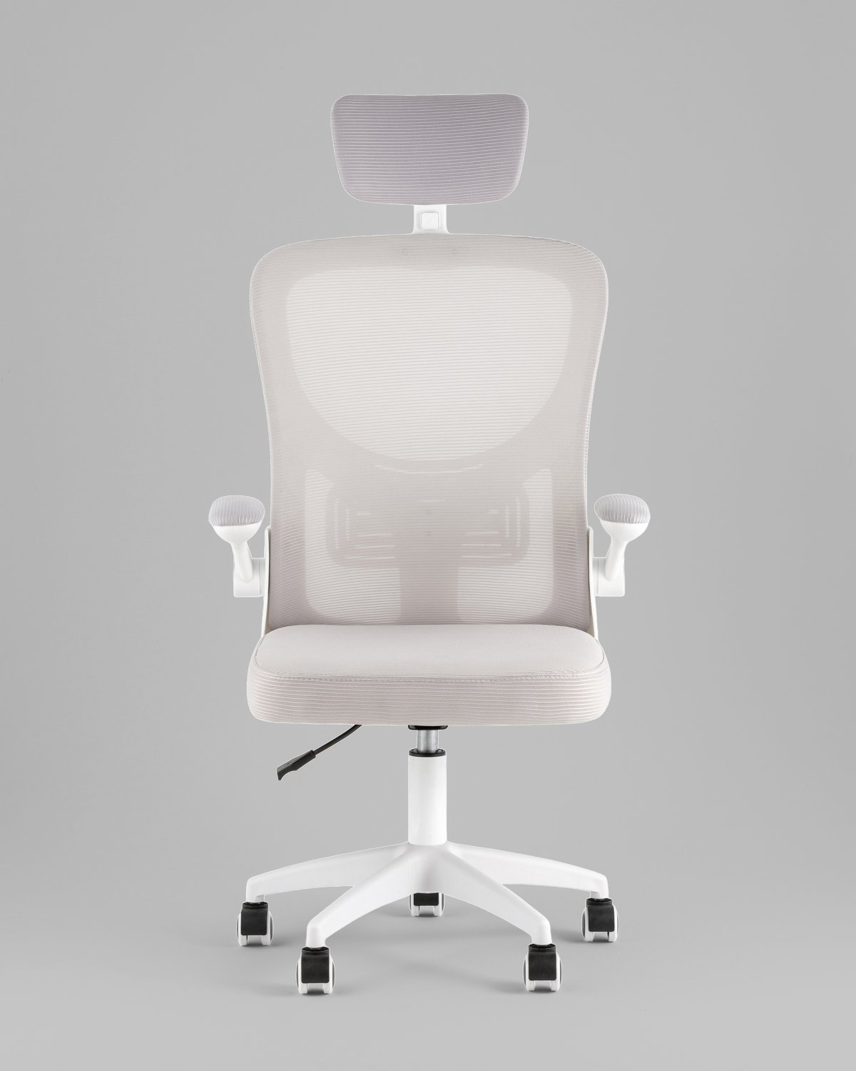 Кресло офисное TopChairs Core серый с подголовником пластик белый фото 3