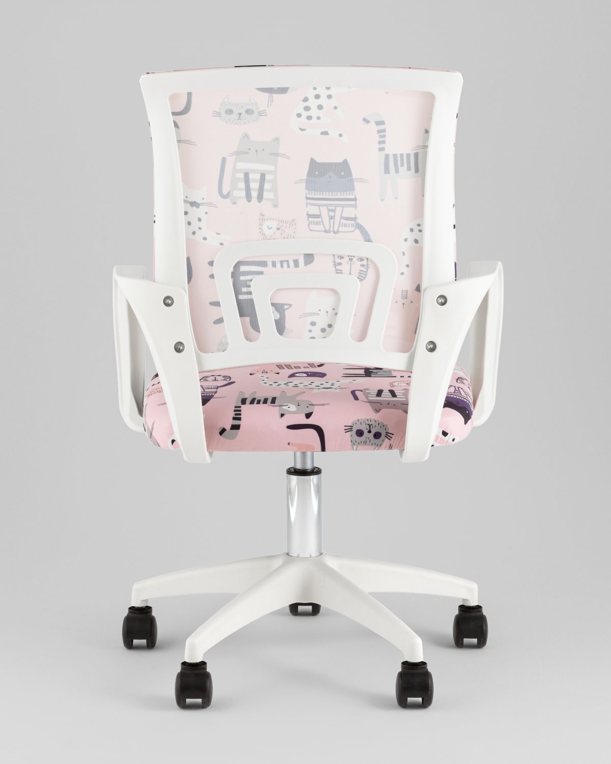 Кресло офисное TopChairs Simple SN Junior принт Pink Cats пластик белый фото 5
