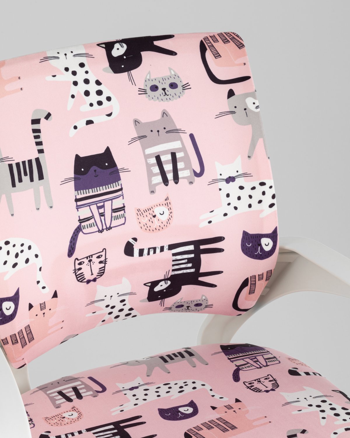 Кресло офисное TopChairs Simple SN Junior принт Pink Cats пластик белый фото 9