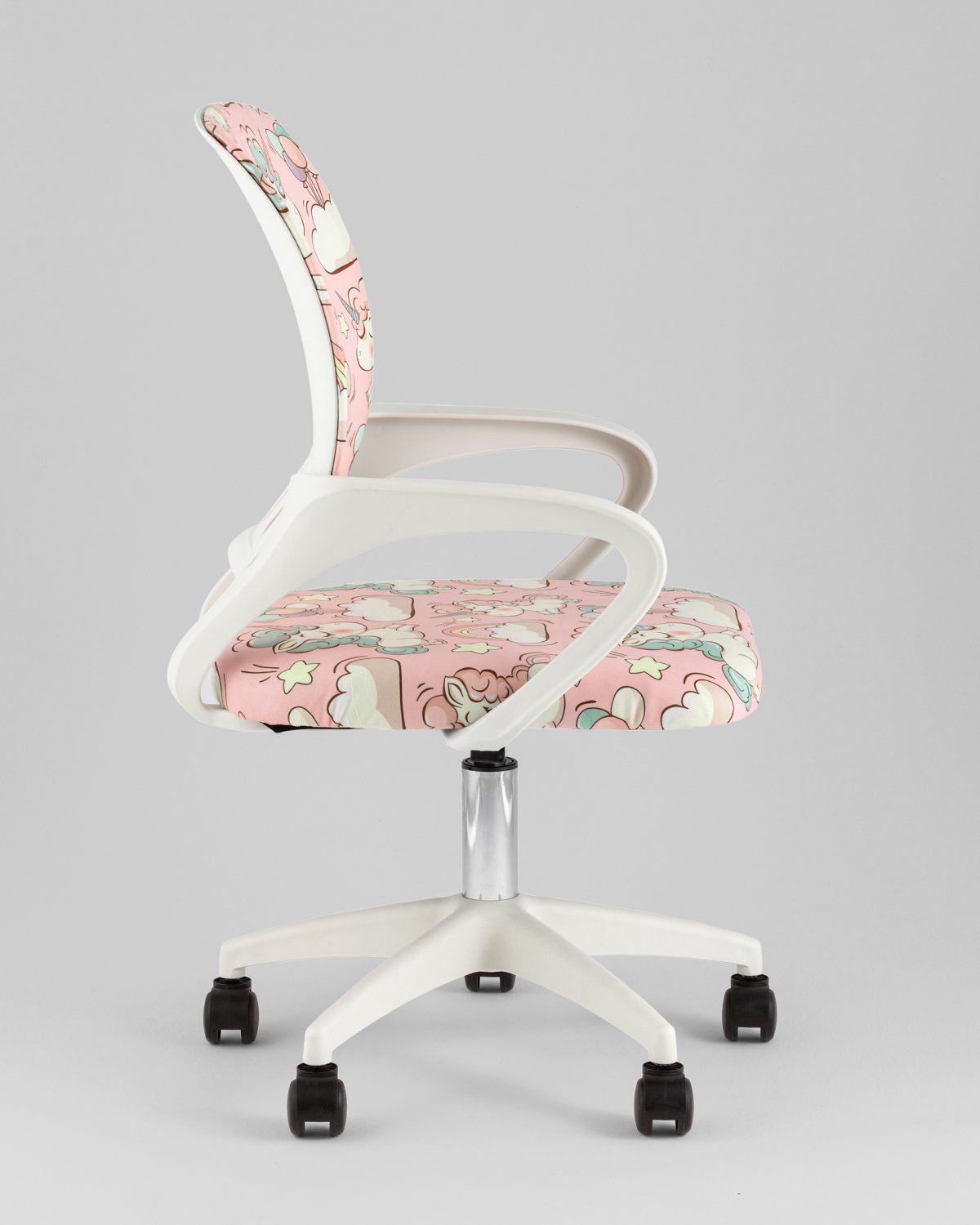 Кресло офисное TopChairs Simple SN Junior принт Unicorns пластик белый фото 4