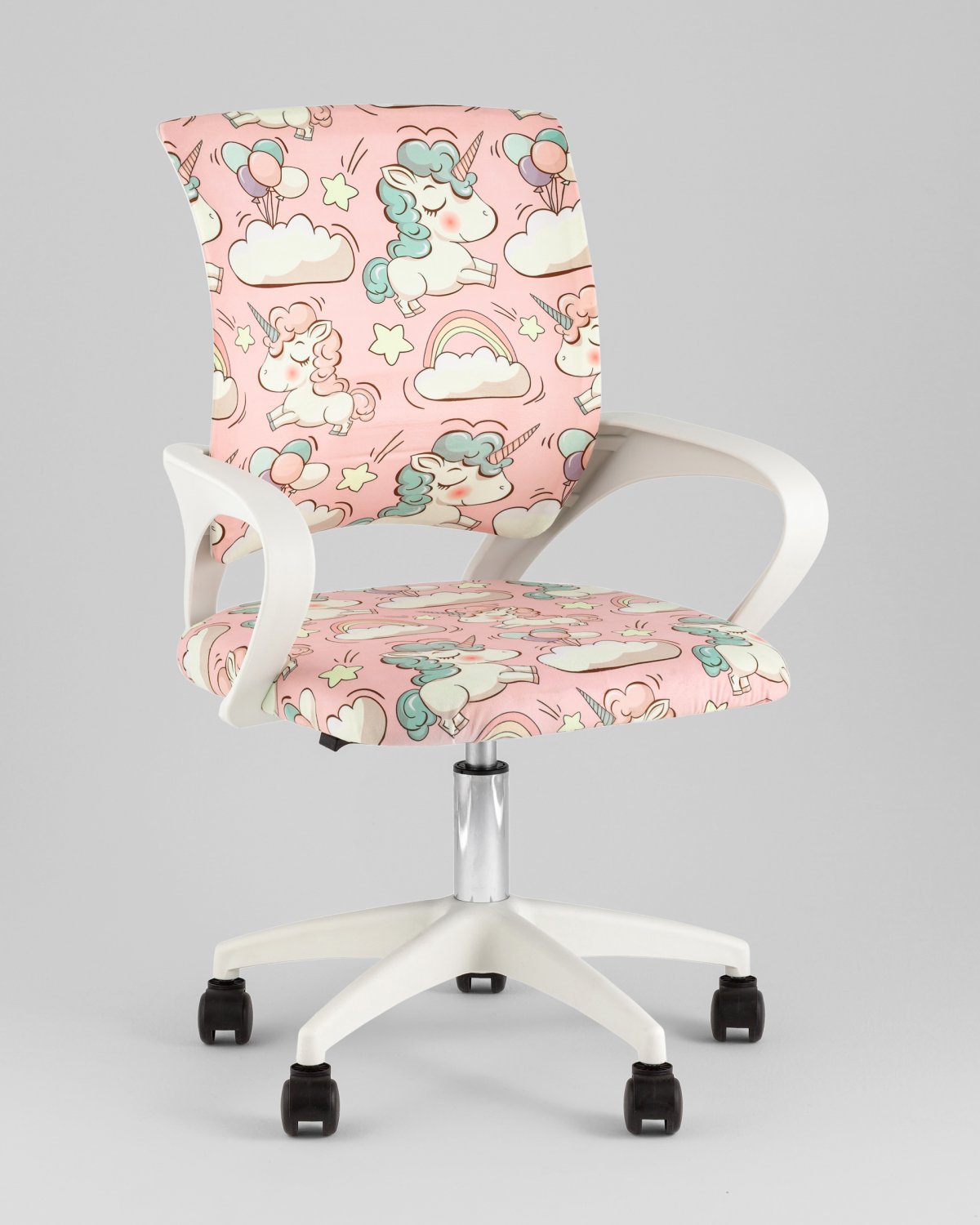 Кресло офисное TopChairs Simple SN Junior принт Unicorns пластик белый фото 7
