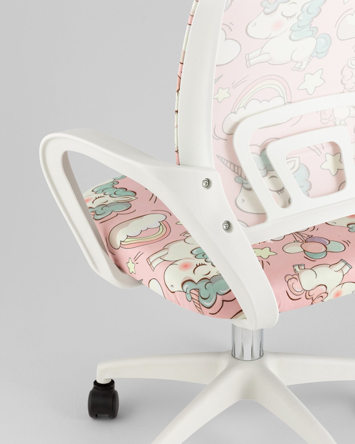 Кресло офисное TopChairs Simple SN Junior принт Unicorns пластик белый фото 8