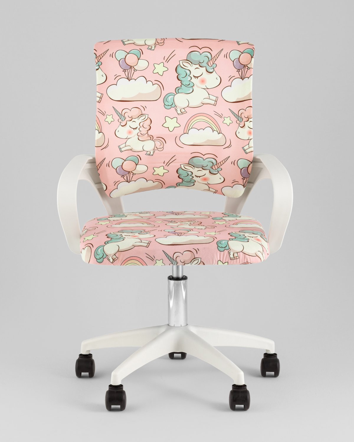 Кресло офисное TopChairs Simple SN Junior принт Unicorns пластик белый фото 9