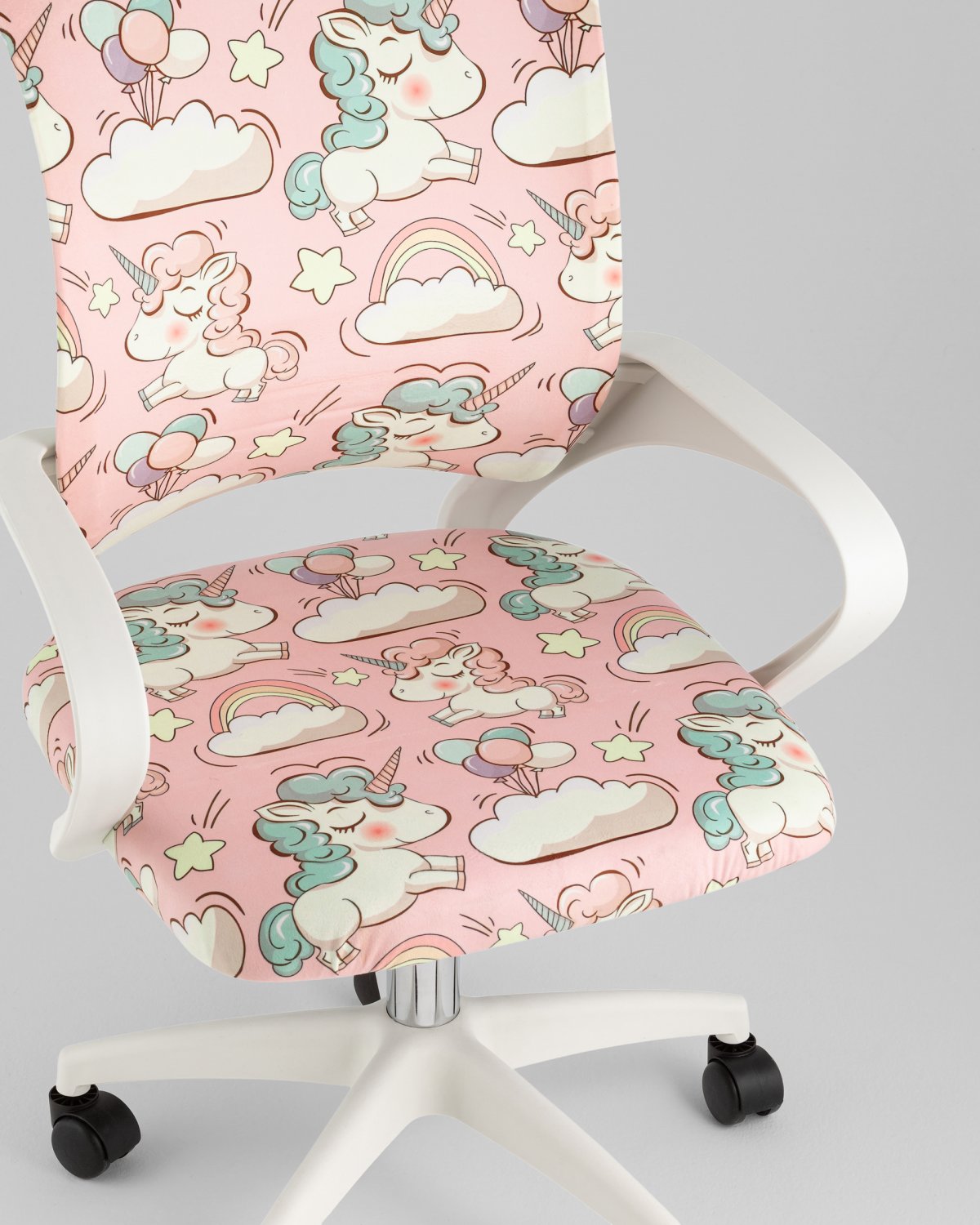 Кресло офисное TopChairs Simple SN Junior принт Unicorns пластик белый фото 10