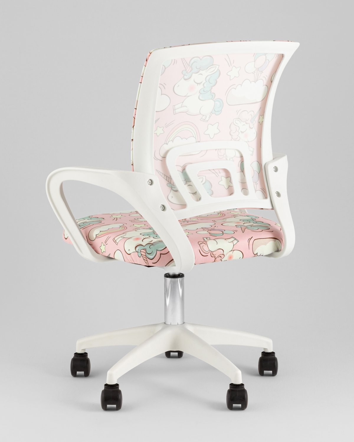 Кресло офисное TopChairs Simple SN Junior принт Unicorns пластик белый фото 14