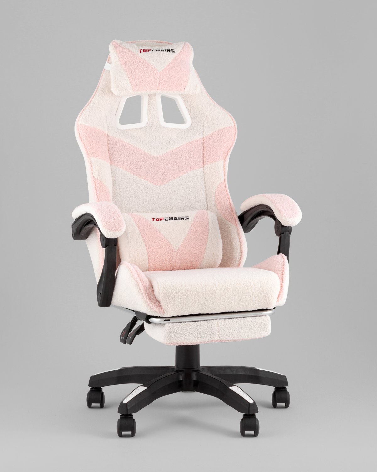 Кресло спортивное TopChairs MG-7019 букле бело-розовый фото 2