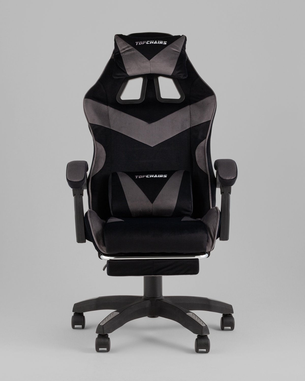 Кресло спортивное TopChairs MG-7019 велюр черно-серый фото 3