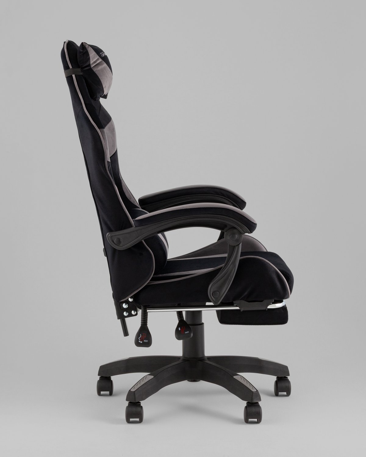 Кресло спортивное TopChairs MG-7019 велюр черно-серый фото 4