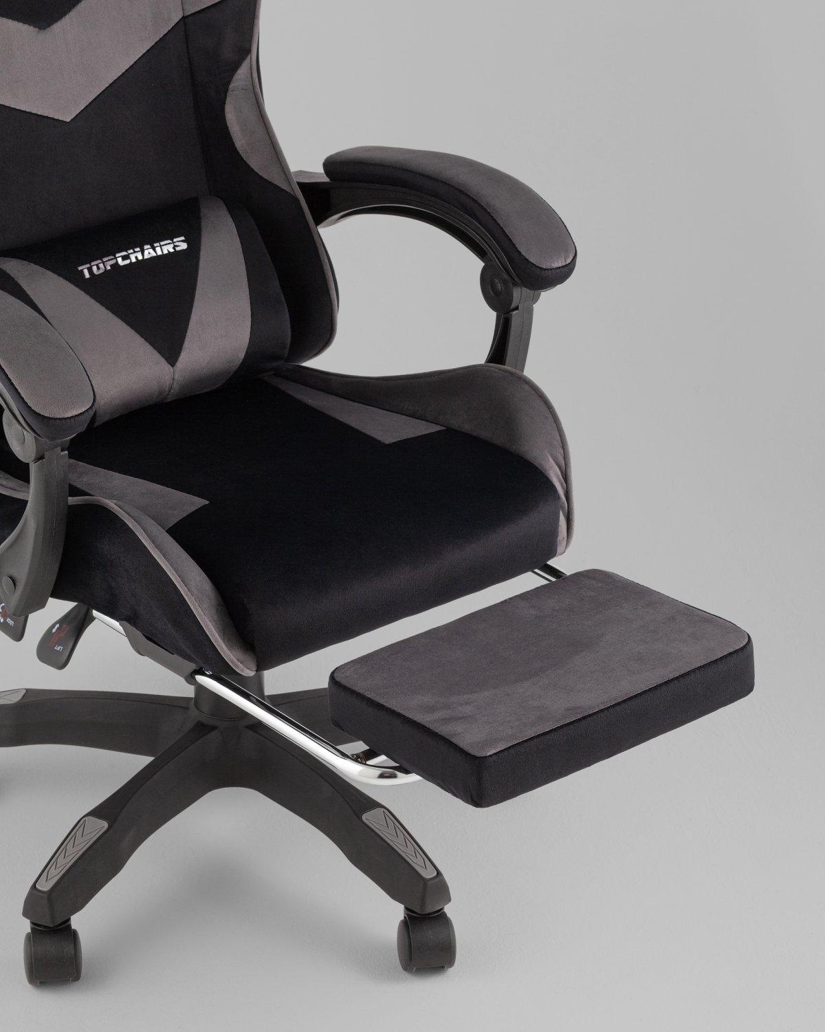 Кресло спортивное TopChairs MG-7019 велюр черно-серый фото 10