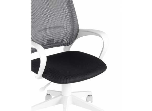 Кресло офисное TopChairs ST-BASIC-W серый крестовина пластик белый