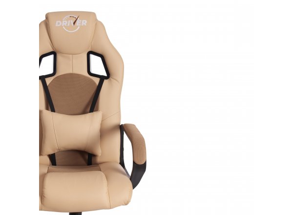 Кресло DRIVER 22  кож/зам/ткань, бежевый/бронза фото 13