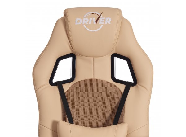 Кресло DRIVER 22  кож/зам/ткань, бежевый/бронза фото 15