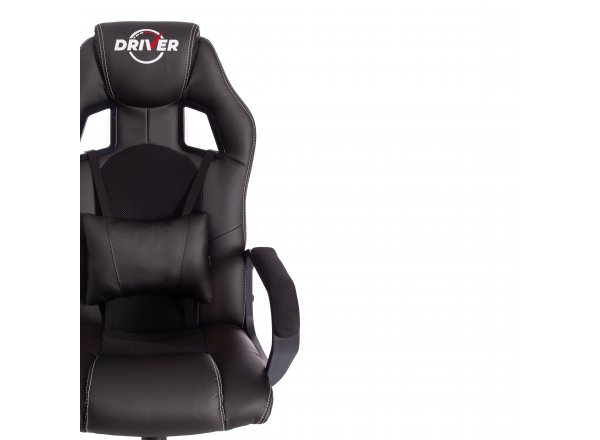 Кресло DRIVER 22  кож/зам/ткань, черный/черный фото 8