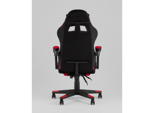 Кресло спортивное TopChairs Prophet с оттоманкой ткань черно-красный фото 8