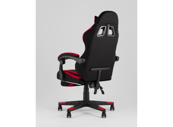 Кресло спортивное TopChairs Prophet с оттоманкой ткань черно-красный фото 9