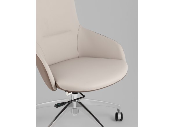 Кресло офисное TopChairs Soulo светло-серый, коричневый фото 8