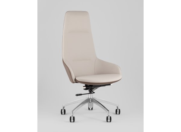 Кресло руководителя TopChairs Soulo светло-серый, коричневый фото 2