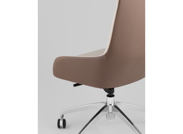 Кресло руководителя TopChairs Soulo светло-серый, коричневый фото 8