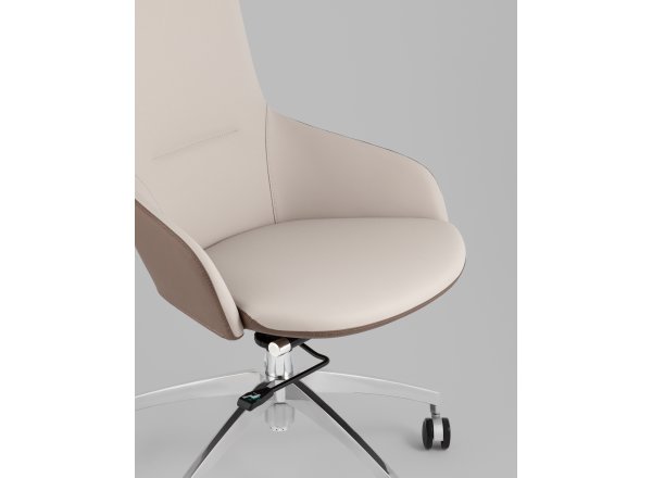 Кресло руководителя TopChairs Soulo светло-серый, коричневый фото 15