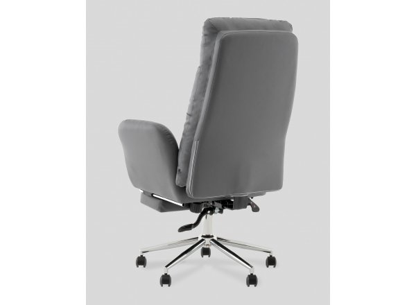 Кресло руководителя TopChairs Solid с оттоманкой серый фото 6