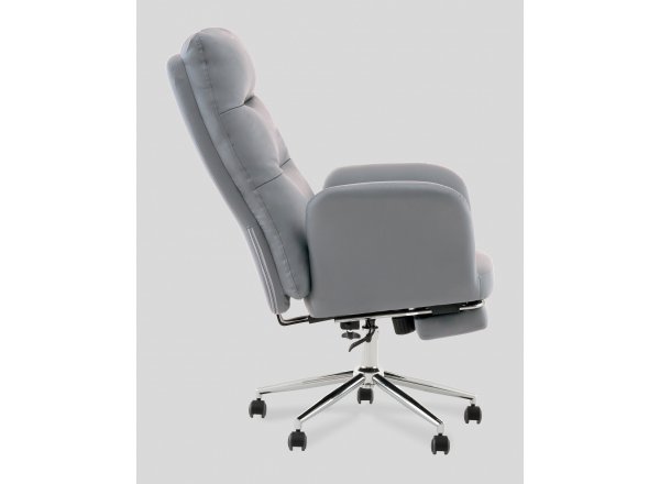 Кресло руководителя TopChairs Solid с оттоманкой серый фото 7