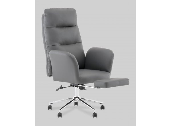 Кресло руководителя TopChairs Solid с оттоманкой серый фото 8