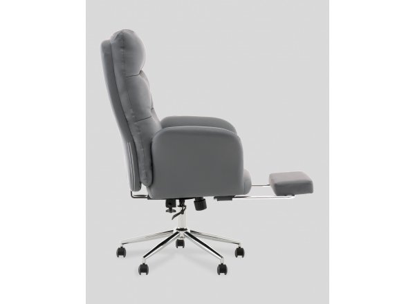 Кресло руководителя TopChairs Solid с оттоманкой серый фото 9